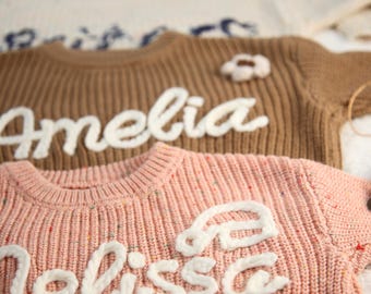 Custom Baby Name Sweater- Toddler Knit Sweater, Personalized Embroidered Baby Sweatshirt Clothes, Chunky Monogramed Sweater,Gift for Newborn