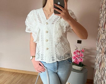 Witte kanten blouse