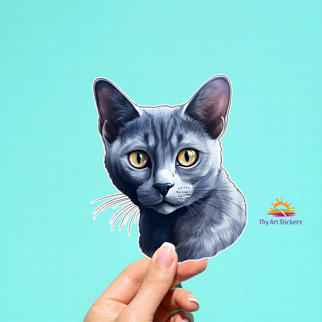 Russian Blue Sticker Russian Blue Decal Russian Blue Cat Etsy