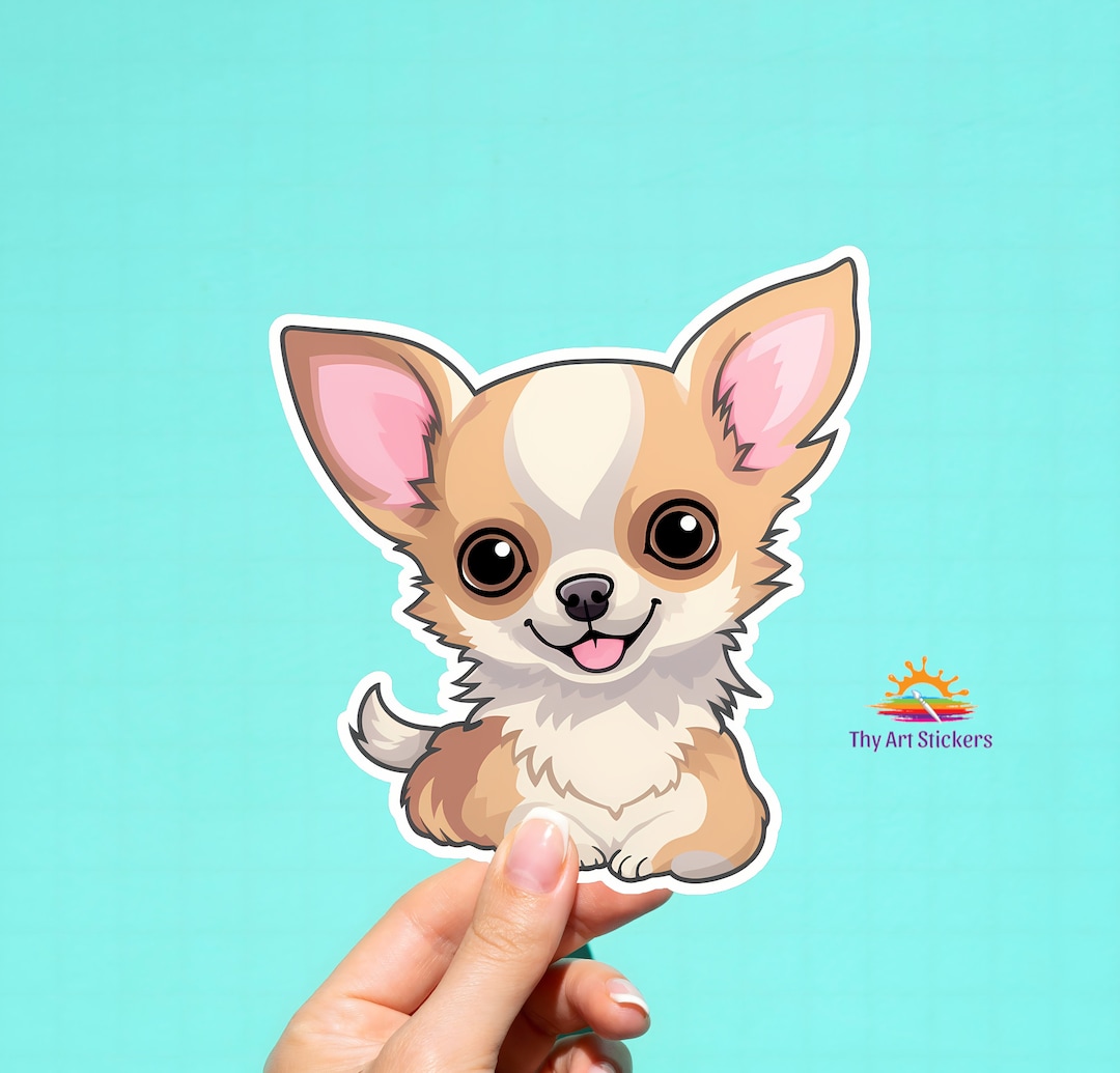 Long Haired Chihuahua Sticker, Kawaii Chihuahua, Chihuahua Sticker