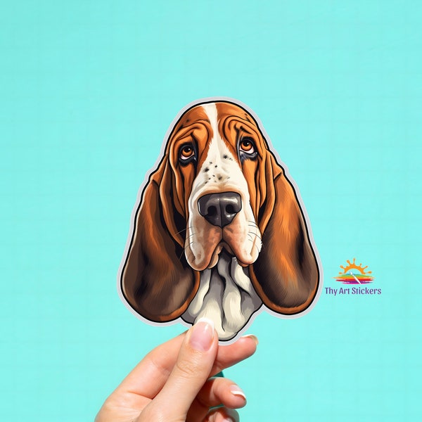 Hound Dog Sticker, Dog Face Decal, Basset Hound Dog Decal, American Basset Hound Sticker for Car, Hunting Dog, Hound Dog, Basset Hound Dog