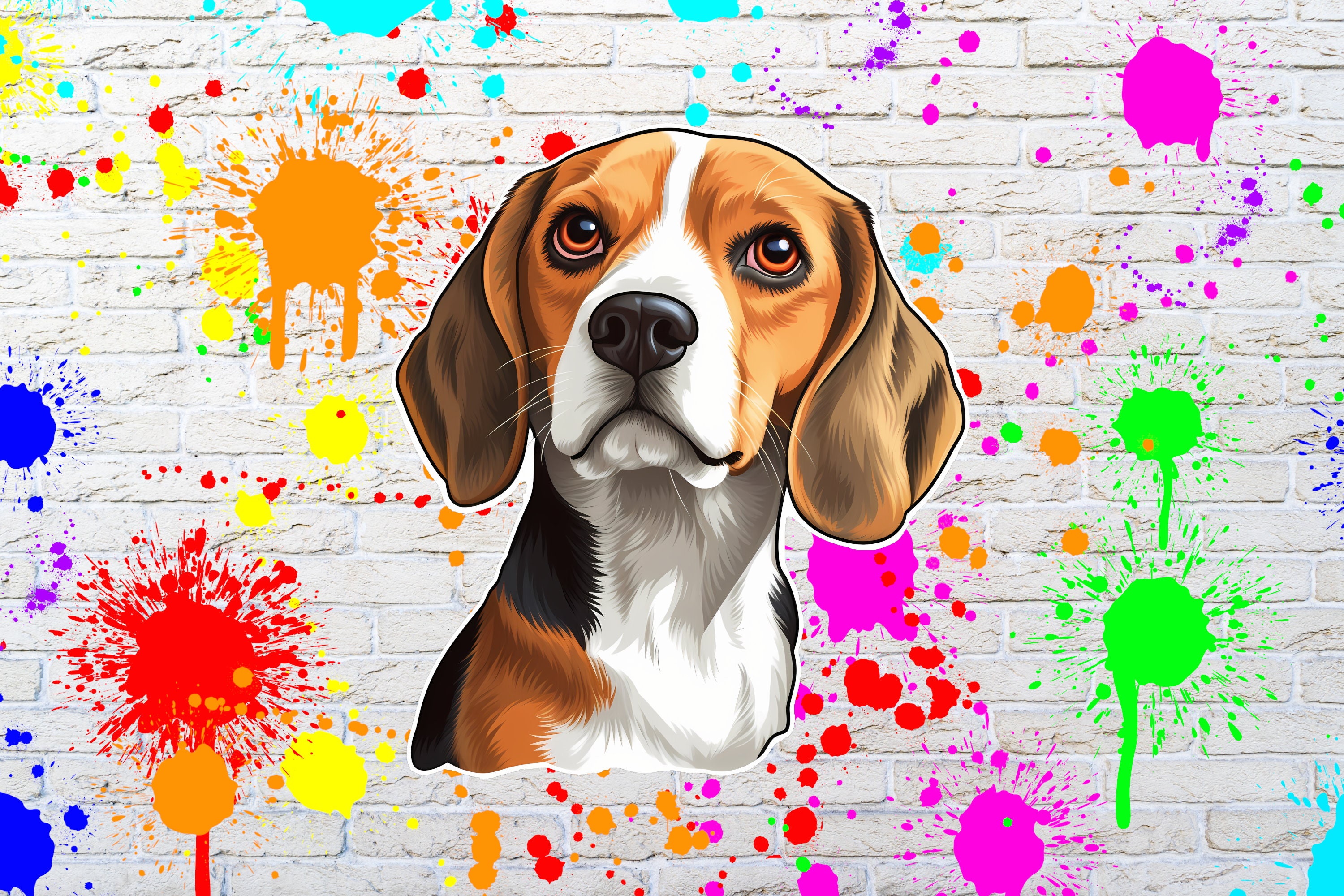 Mini Beagle Decal, Miniature Beagle Sticker, Cute Beagle Decal for Wall