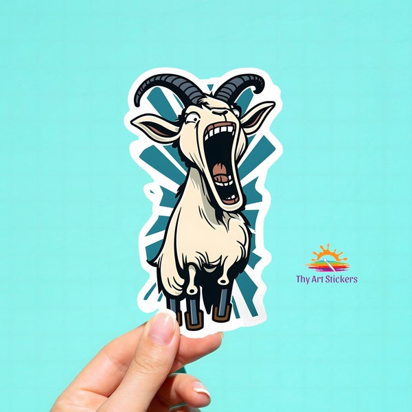 Screaming Goat Sticker, Cartoon Goat Decal, Goat with Beard, Wild Goat, Funny Goat, Cute Goat, Cartoon Goat, Cute Cartoon Goat, Goat Sticker