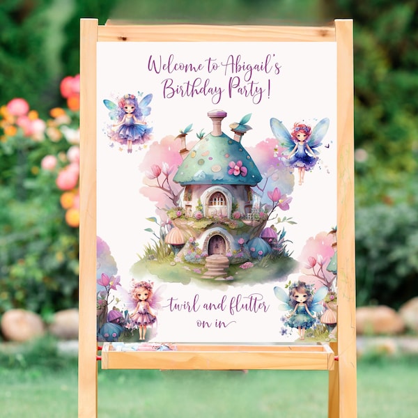 Editable Fairy Garden Birthday Welcome Sign Template Wildflower Enchanted Forest Princess Party Fairy Printable Whimsical Download 1598