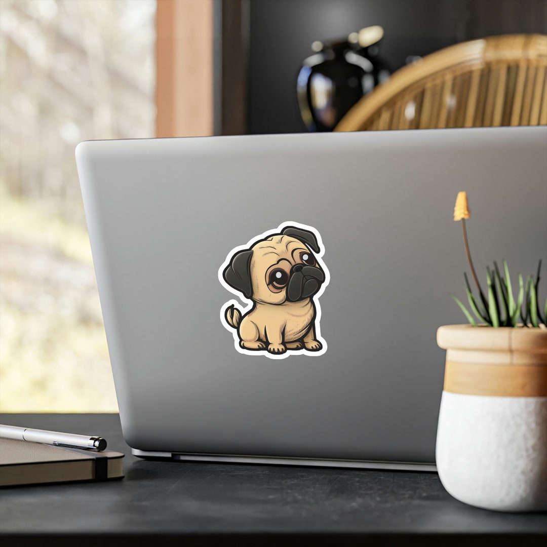 Cute Pug Vinyl Sticker Adorable Dog Decal for Laptops, Water Bottles ...