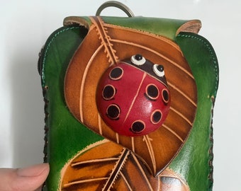 Green Leather Beetle On The Leaf Handbag