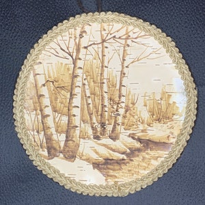 Birch Bark Wood Burning (Pyrography) - The birch grove, 8"