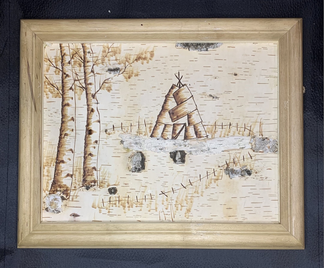 Birch Bark Wood Burning (pyrography) - the Tent With in the Birch Grove ...