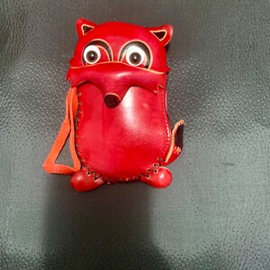 Monedero de piel de zorro rojo hecho a mano, monedero nuevo