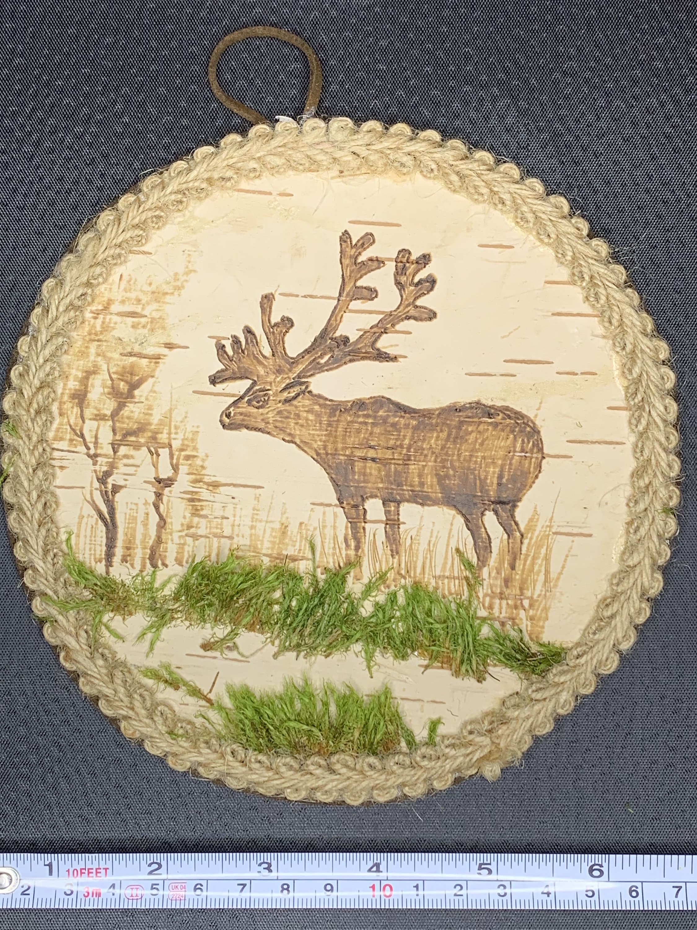 Birch Bark Wood Burning (pyrography) - A Reindeer in the Grove, 6.5