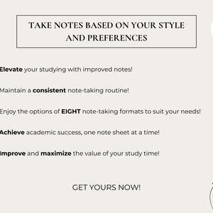 Printable Note Taking Templates for Students, Class Note Organization ...