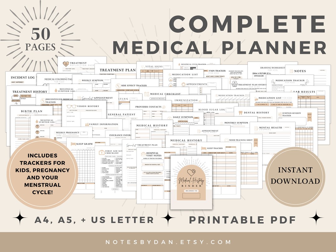 Complete Printable Medical Planner Bundle, Child Symptom Tracker ...