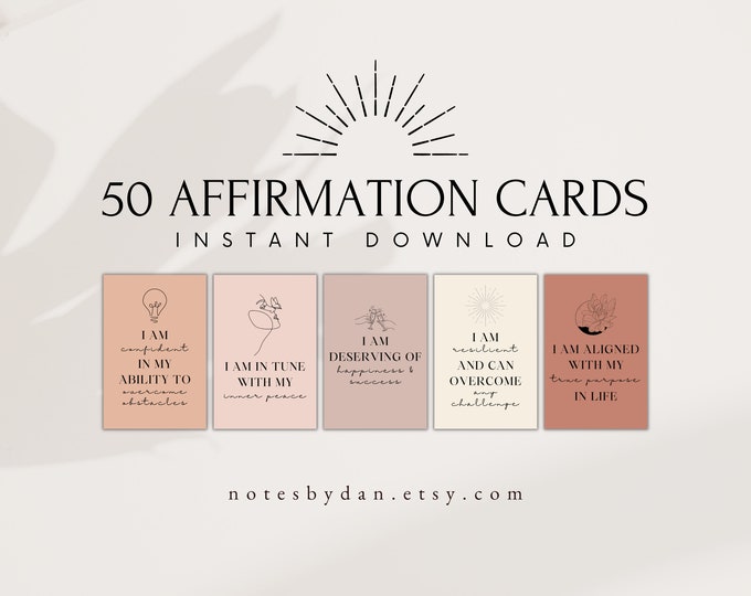 50 Positive Affirmation Cards for Self-Love, Mindfulness, and Empowerment