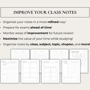 Printable Minimalist Planner for Students, Note Taking Templates and ...