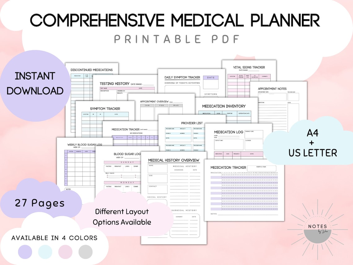 Medical Planner Printable Bundle Health Tracking Chronic - Etsy