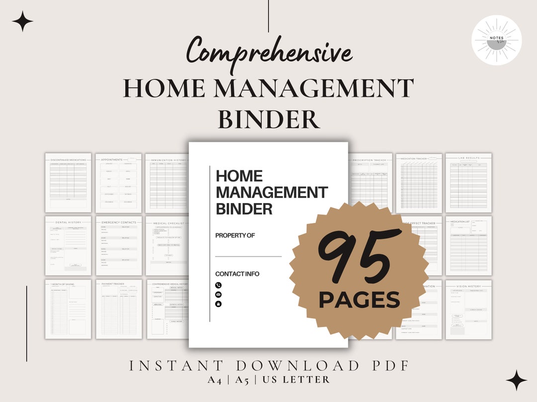 Home Management Binder: Printable Household Planner (95 Pages) (PDF) - Etsy