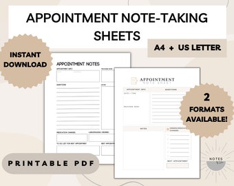 Medical Appointment Notes Sheet: Printable Doctor Visit Planner (PDF)