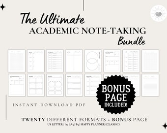 The Ultimate Printable Note Taking Templates Bundle for Students, Class Note Organization