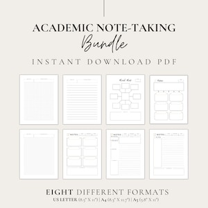 Printable Note Taking Templates for Students, Class Note Organization