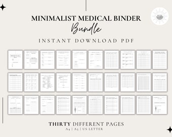 Minimalist Medical Binder Bundle, Chronic Illness Journal