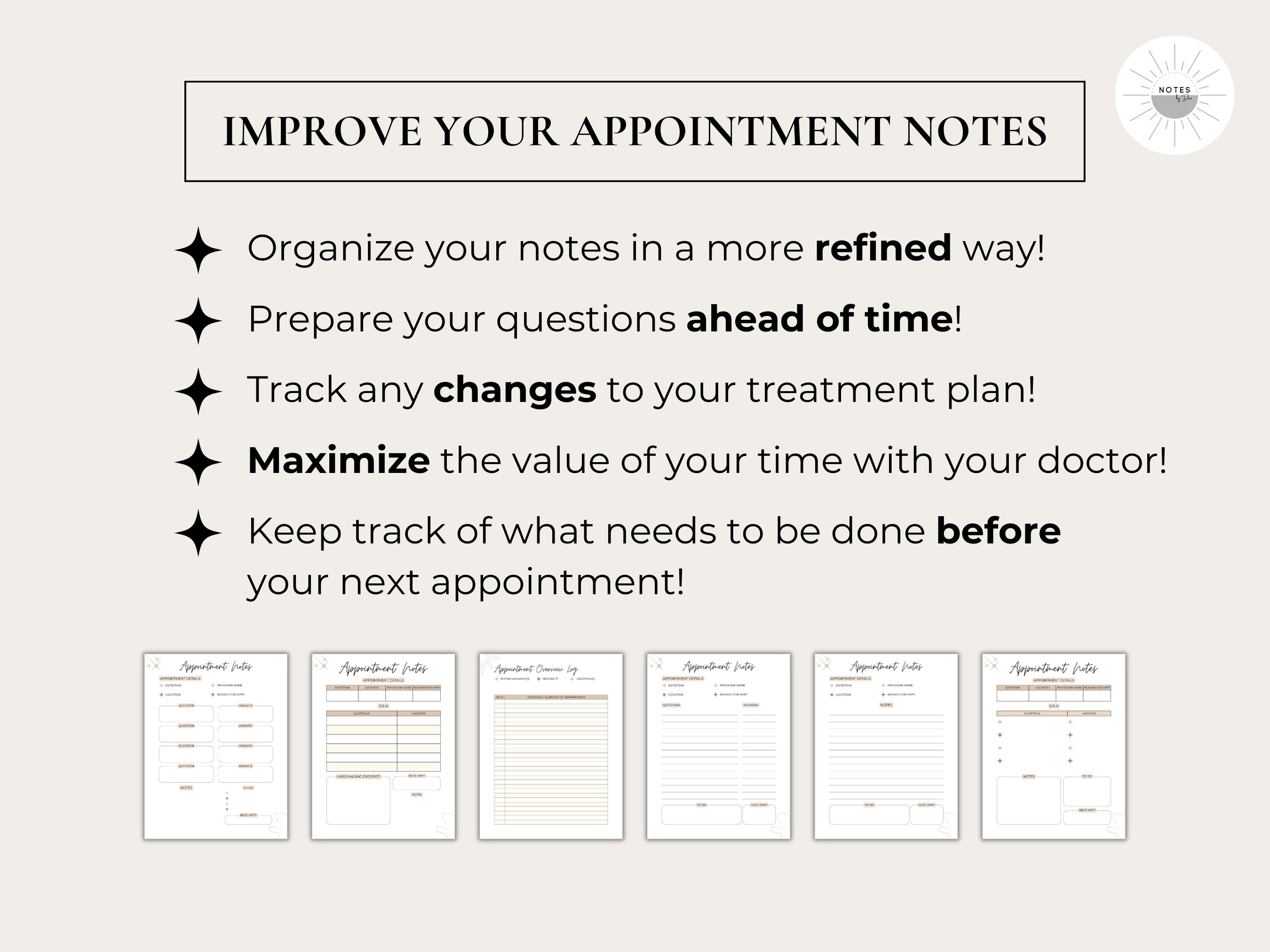 Medical Appointment Note-taking Templates for Medical Binder - Etsy