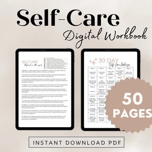 Self Care Digital Workbook, Printable PDF Self-Help Planner