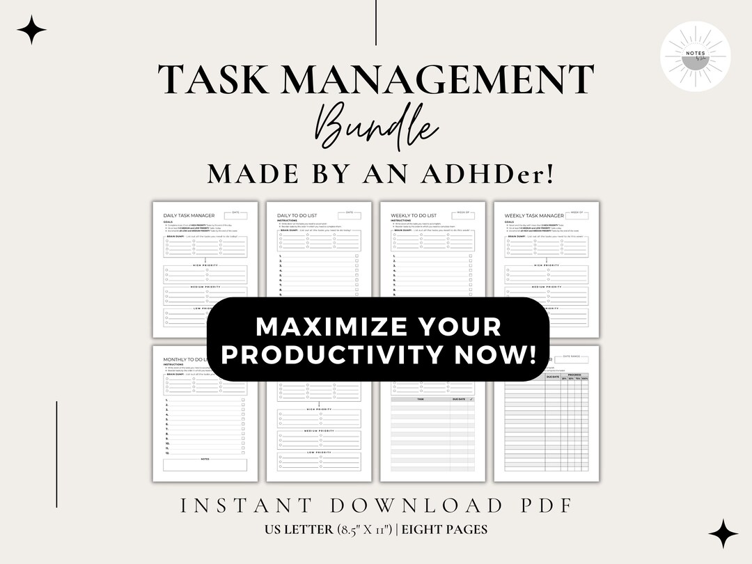 Task Management and to Do List Bundle With Priority and Progress ...