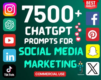 7500+ ChatGPT prompts for social media marketing | youtube | tiktok | instagram | twitter | facebook | linkedin | pinterest, snapchat,Gemini