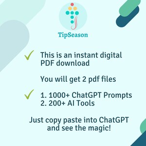 1000 ChatGPT Prompts 200 AI Tools High quality Chat GPT prompts email marketing, business, finance, copyright, social media, stocks image 5