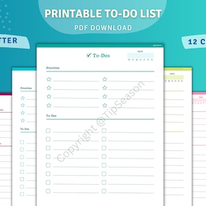 To Do List Printable Daily, weekly to-do pdf planner checklist A4, Us letter size print at home task checklist, organizer list todo list image 1