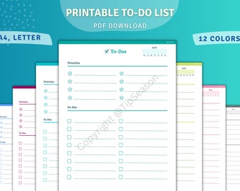 To Do List Printable | Daily, weekly to-do pdf planner checklist | A4, Us letter size print at home task checklist, organizer list todo list