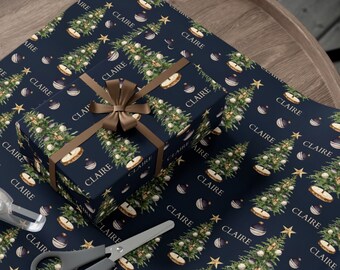 Custom Name Wrapping Paper Roll • Custom Name Wrapping Paper • Personalized Gift Wrap • Christmas Gift • Wood Christmas Tree