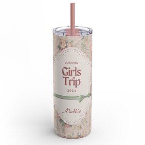 Personalized Chinoiserie Girls Trip Tumbler Cups for Ladies Weekend Getaway Vacation Spring Break Gift for Her Custom Girls Trip Gift