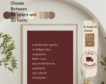 Custom Wall Art | Personalized Quote Wall Art | Custom Text Print | Custom Print | Custom Quote Print | Sign custom