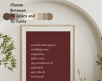 Custom Wall Art | Personalized Quote Wall Art | Custom Text Print | Custom Print | Custom Quote Print | Sign custom | Song Lyrics