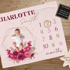Baby Monthly Milestone Blanket, Soft Woodland Photo Blanket For Baby Boy & Baby Girl, Nursery Bed Blanket, Newborn Essentials, Baby Registry Must Haves