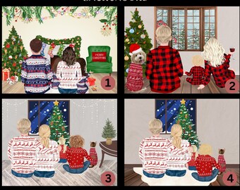Christmas Family Clipart Illustration: Mom, Dad, Baby, Kids, Dog, Cat | PNG files | Family Portrait - brother, sister, father, mother DIY