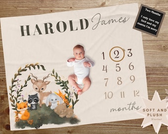 Woodland Baby Blanket, Forest Animal Baby Blanket, New Baby Gift, Woodland Animal Baby Blanket, Bear Fox Raccoon Deer Blanket