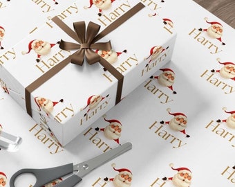 Custom Name Christmas Wrapping Paper Roll • Custom Name Wrapping Paper • Personalized Gift Wrap • Christmas Gift • Christmas Tree • Santa