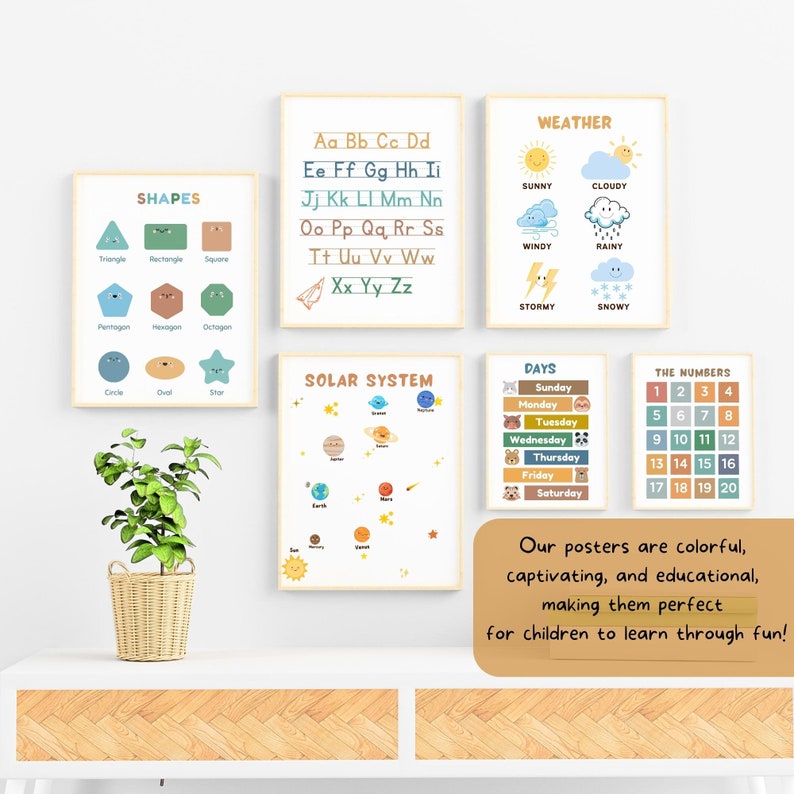 Set of 15 Educational Posters, Montessori Classroom Decor, Homeschool ...