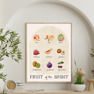 Fruit of the Spirit Wall Art | Vintage Scripture Print | Christian Home Decor | Bible Verse Wall Art | Wall Art Digital Download
