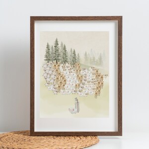Jesus Leaves the 99, Bible Sketch Wall Art, Jesus, Parable of the Lost Sheep,  Good Shepherd, Vertical,  Christian Faith, Digital Download