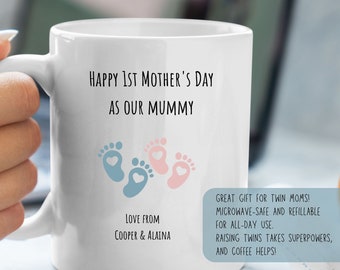 Personalised First mothers day mug,our 1st mother's day,new mothers's day gift,Twins Mothers day gift,mother with twins,twin mums gift