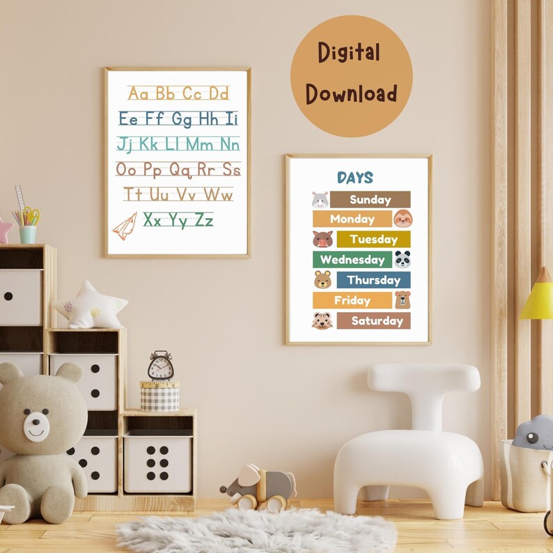 Set of 15 Educational Posters, Montessori Classroom Decor, Homeschool ...