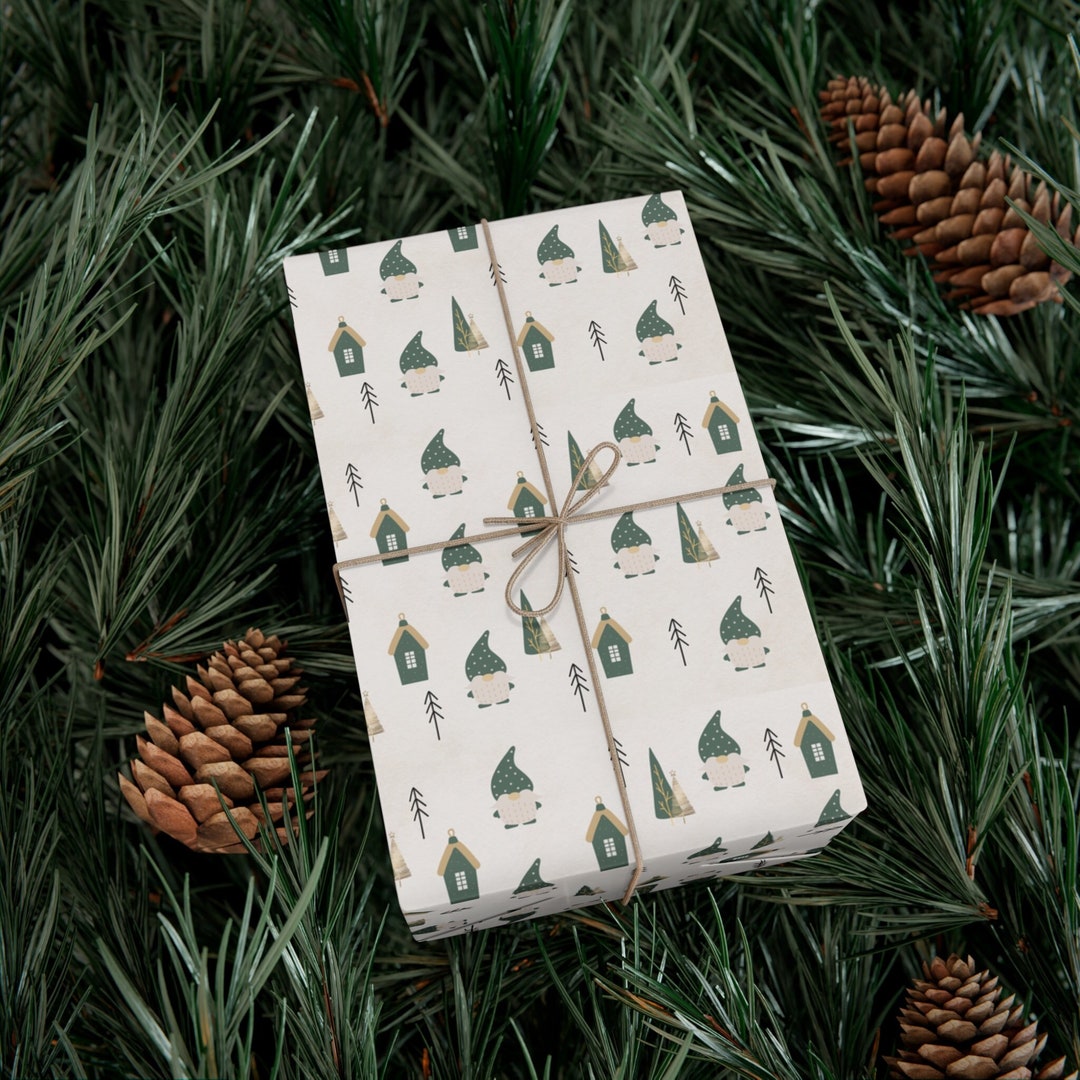 Scandinavian Gnome Wrapping Paper, Christmas Scandi Gonk Gift Wrap