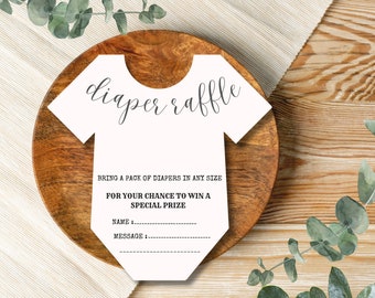 Printable Diaper Raffle Kit, DIY Diaper Raffle Ticket and Sign, Baby Shower Games, Calligraphy, Instant Download, Instant printable