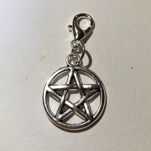 PENTAGRAM Clip-on Lobster Clasp Charm for Jewelry, Stitch Marker, Keychain, Zipper Pull, Earrings, Expandable Bracelet, etc
