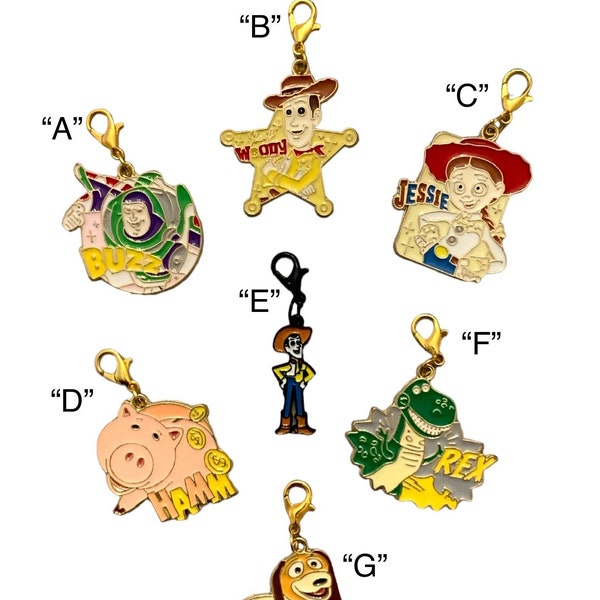 TOY STORY Inspired Clip-on, Enameled Charms for Jewelry Making, Stitch Markers, Wineglass Charms, Keychain, Zipper Pull, Earrings, Bracelet