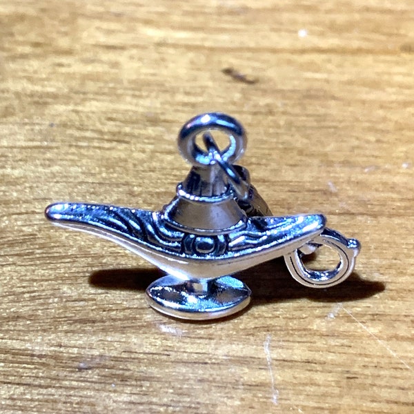 Magic Oil Lamp - Genie Alladin Clip-on, Dangling Charm for Jewelry Making, Stitch Marker, Wineglass Charm, Keychain, Zipper Pull, etc.