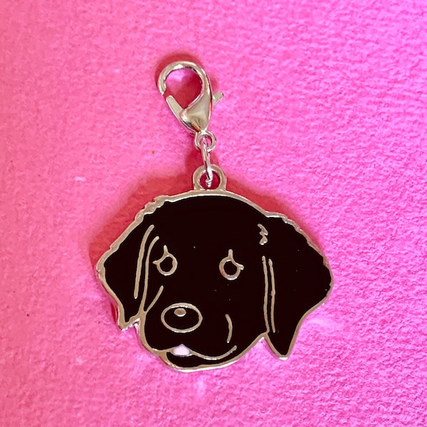 BLACK LAB Labrador Retriever Dog - Clip-on, Dangling Charm for Jewelry Making, Stitch Marker, Wineglass Charm, Keychain, Zipper Pull, etc.